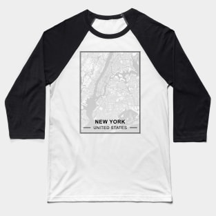 New York City Map Baseball T-Shirt